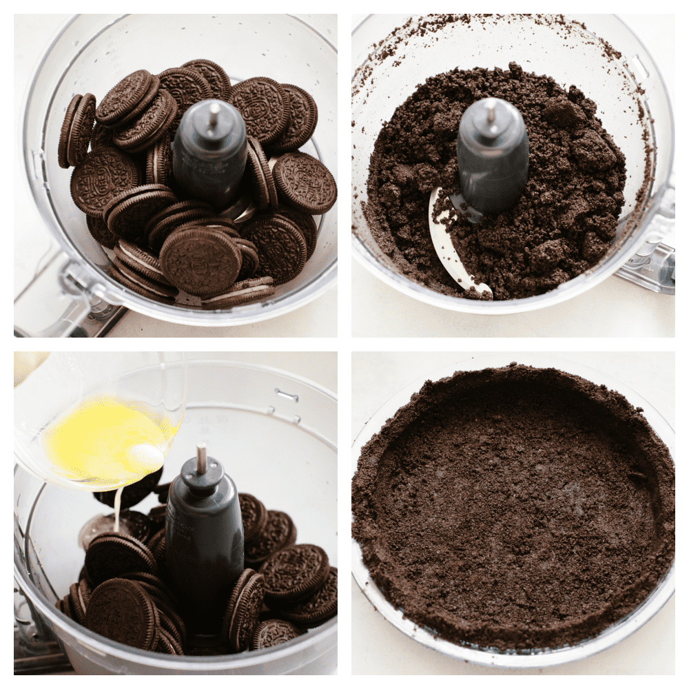 4 pictures showing how to use and mix Oreos.